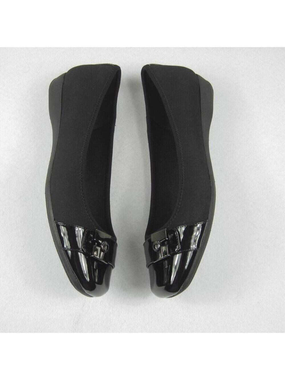 Anne Klein Womens 8 Black Ballet Flats Ursala Square Cap Toe Buckle NEW IN BOX - Picture 5 of 9